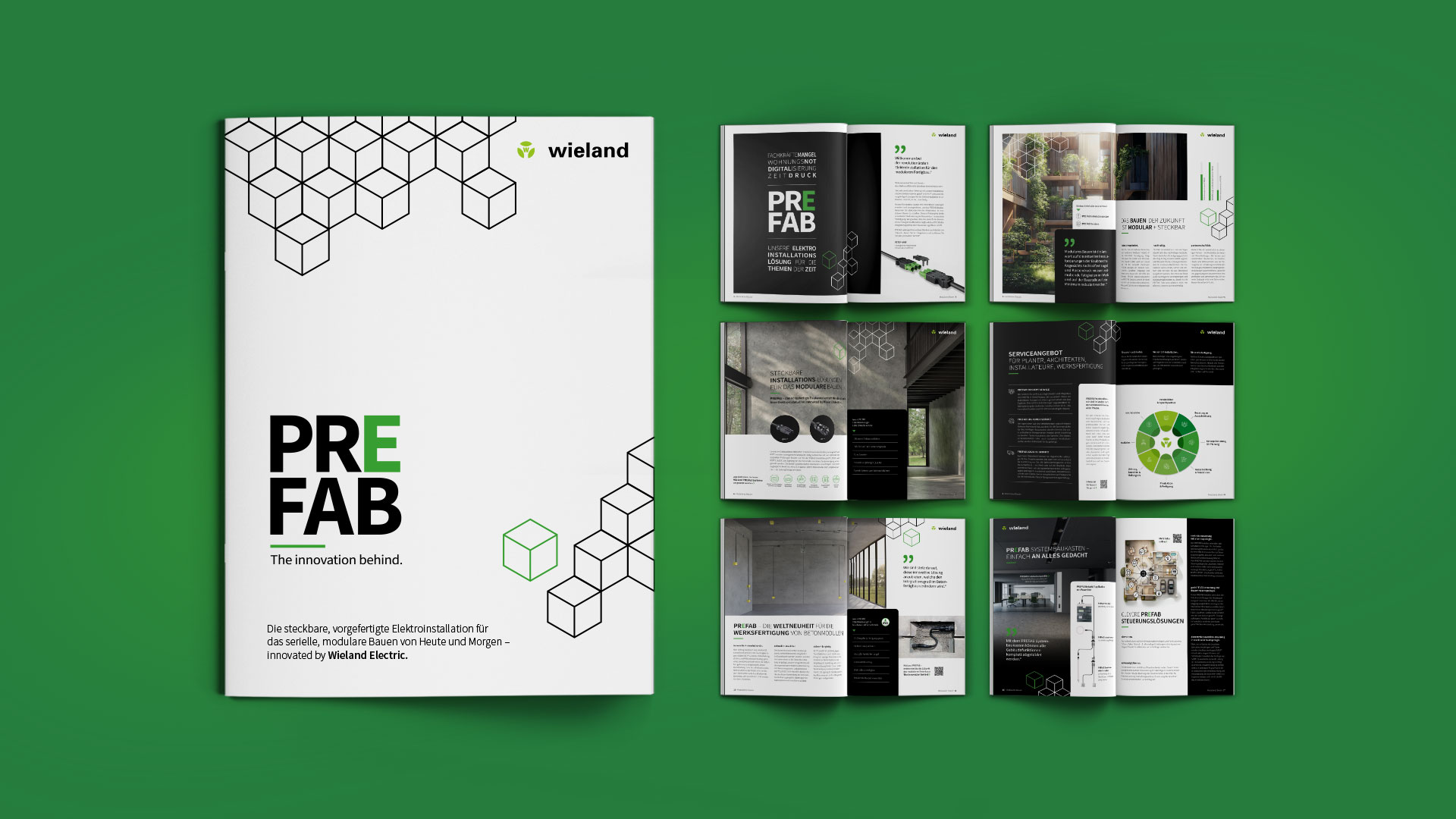 WIELAND ELECTRIC // Broschüre zum Produktlaunch PREFAB® / Konzeption, Gestaltung, 3D-Visualisierung, Text